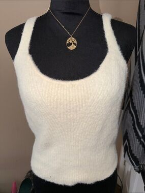 Express Ivory Fuzzy Knit Tank